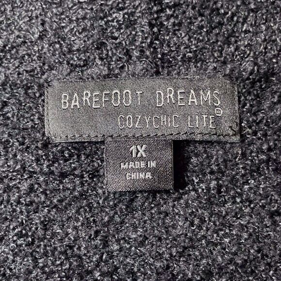 BAREFOOT DREAMS Cozychic Lite Island Wrap Cardigan Plus 1X Black #903 EUC - Picture 4 of 16
